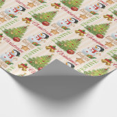 Kerstmis feestelijke sneeuwpop cadeaupapier (Hoek)