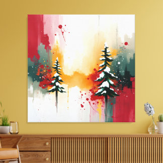 Kerstmis Feestkleuren Frequentie Abstract Winter Canvas Afdruk