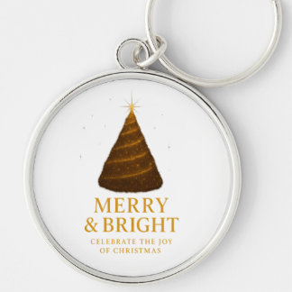Kerstmis & Fel Goud Glitter Rond Sleutelhanger