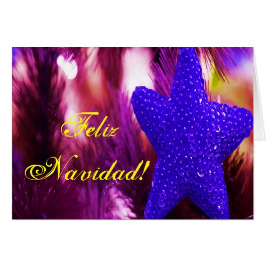 Kerstmis Feliz Navidad Blue Star II (Voorkant Horizontaal)
