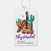 Kerstmis Feliz Navidad Cactus Sombrero Cadeaulabel (Achterkant)