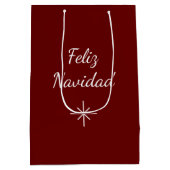 Kerstmis Feliz Navidad Eenvoudige Sneeuwvlok Rood Medium Cadeauzakje (Achterkant)