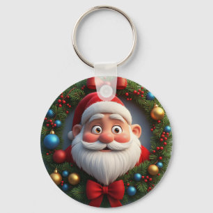 Kerstmis Festieve Cartoon Kerstman Sleutelhanger