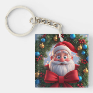 Kerstmis Festieve Cartoon Kerstman Sleutelhanger