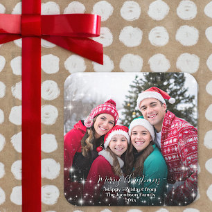 Kerstmis Festieve Glitters Foto Overlay Vierkante Sticker