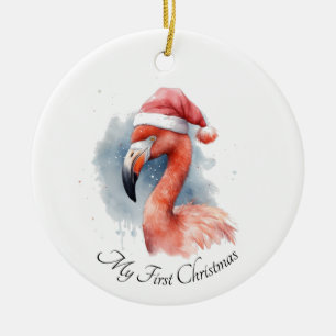 Kerstmis Flamingo, aanpasbaar Keramisch Ornament