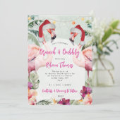 Kerstmis flamingo brunch bruids douche uitnodiging (Staand voorkant)
