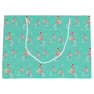 Kerstmis Flamingo Multi grote geschenkzak Large Cadeauzakje