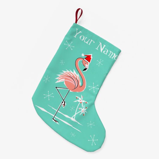 Kerstmis Flamingo Naam met twee zijden Kleine Kerstsok (Voorkant (Hangend))