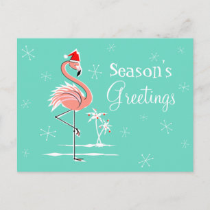 Kerstmis Flamingo Seizoen Groeten horizontaal Feestdagenkaart