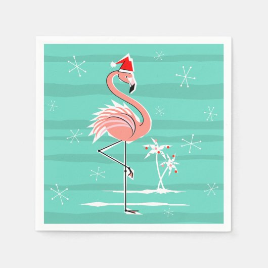 Kerstmis Flamingo Stripe papieren servet (Voorkant)
