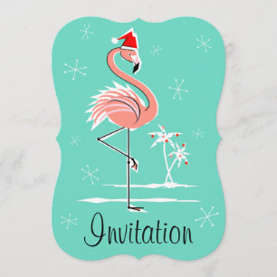 Kerstmis Flamingo 'uitnodiging' beugel verticaal Kaart