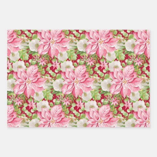 Kerstmis: Floral Holiday Inpakpapier Vel (Voorkant 3)