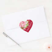 Kerstmis: Floral Red Holiday Hart Sticker (Envelop)