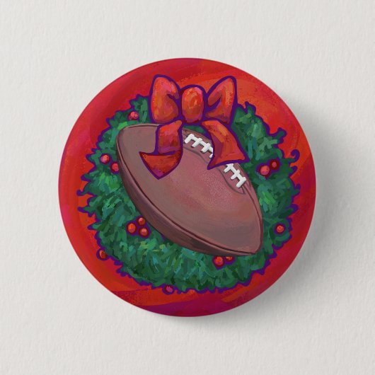 Kerstmis Football op rood Ronde Button 5,7 Cm (Voorkant)