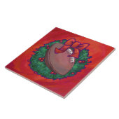 Kerstmis Football op rood Tegeltje (Zijkant)