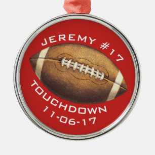 Kerstmis Football Red Touchdown-sport Metalen Ornament