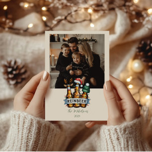 Kerstmis Foto Grappige Reinbeer Feestdagenkaart