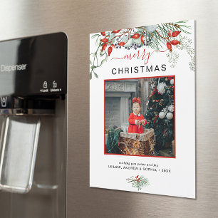 Kerstmis Foto Groene Kerstmagneetkaart