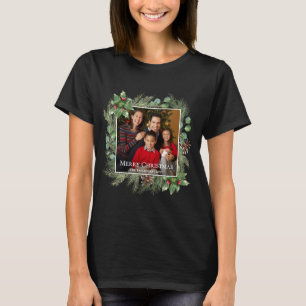 Kerstmis Foto Krans Botanisch T-shirt