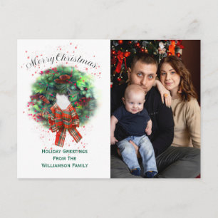 Kerstmis Foto Krans Watercolor Stijl Briefkaart