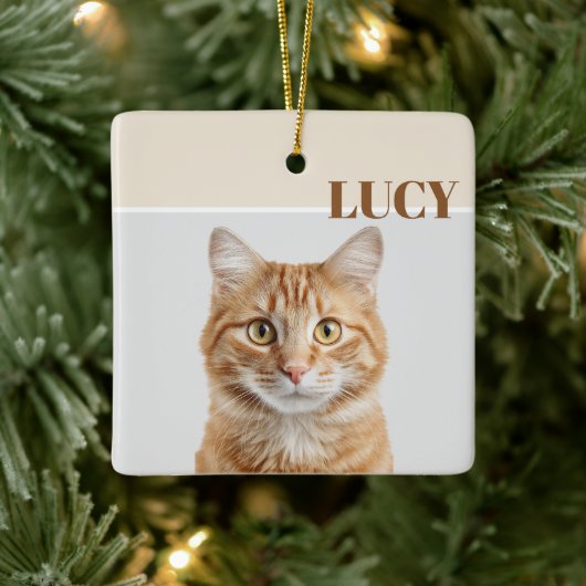 Kerstmis Foto Ornament met Kat & Naam op Maat (Boom)