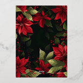 Kerstmis Foto Poinsettia Goud Folie Folie Feestdagenkaart (Achterkant)