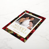 Kerstmis Foto Poinsettia Goud Folie Folie Feestdagenkaart (Gedraaid)