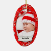 Kerstmis Foto Red Snowflake 2 Sided Keramisch Ornament (Rechts)