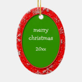 Kerstmis Foto Red Snowflake 2 Sided Keramisch Ornament (Achterkant)