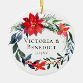 Kerstmis Foto van Floral Wedding Couple Keramisch Ornament (Voorkant)