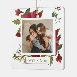 Kerstmis: Foto van Joyeux Noël Holiday Keramisch Ornament