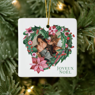 Kerstmis: Foto van Joyeux Noël Holiday Keramisch Ornament