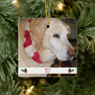 Kerstmis foto's: rood en wit keramisch ornament