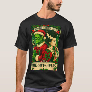 Kerstmis Frankenstein en bruid de geliefden tarot T-shirt