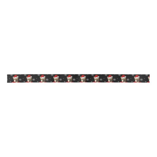 Kerstmis, Frans Bulldog Satin Ribbon Lint (Voorkant)