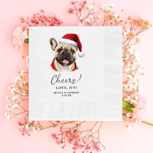 Kerstmis Franse Bulldog gepersonaliseerde proost Servet
