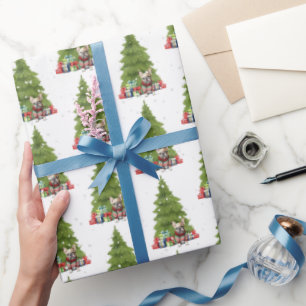 Kerstmis Franse Bulldog met geschenken Cadeaupapier