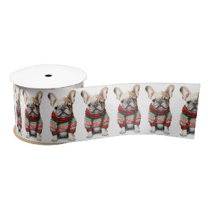 Kerstmis Franse Bulldog met trui Lint
