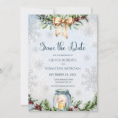 Kerstmis Frosty Snowly Winter bruiloft Save The Date (Voorkant)