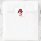 Kerstmis Funny Dog Dachshund Happy Howlidays Vierkante Sticker (Tas)