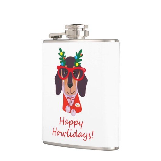 Kerstmis Funny Dog Dachshund Howlidays 6 oz. Heupfles (Links)