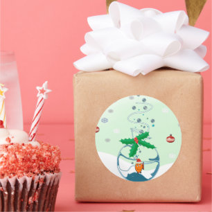 Kerstmis Funny Pet Goldfish Ronde Sticker