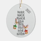 Kerstmis Funny Reindeer Names Covid 2021 Keramisch Ornament (Links)