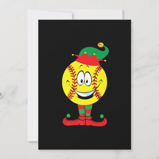 Kerstmis Funny Softball ELF mas Pajama Matching Feestdagenkaart (Voorkant)
