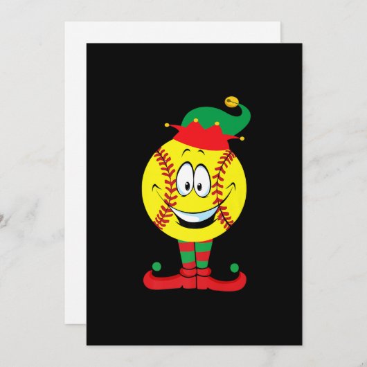Kerstmis Funny Softball ELF mas Pajama Matching Feestdagenkaart (Voorkant / Achterkant)