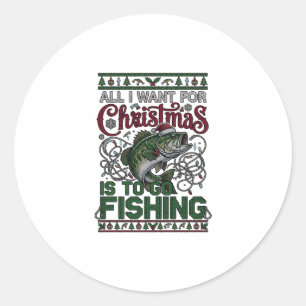 Kerstmis Ga Vissen Vis Santa Hoed Lichten Ronde Sticker