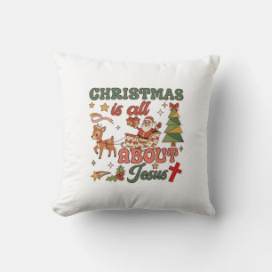Kerstmis gaat helemaal over Jezus Kerstman slee re Kussen