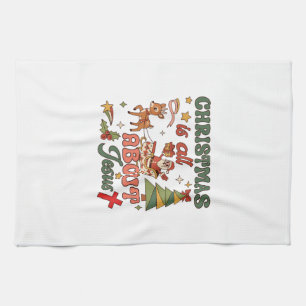 Kerstmis gaat helemaal over Jezus Kerstman slee re Theedoek