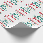 Kerstmis gaat helemaal over Jezus Nativiteitsscène Cadeaupapier (Hoek)